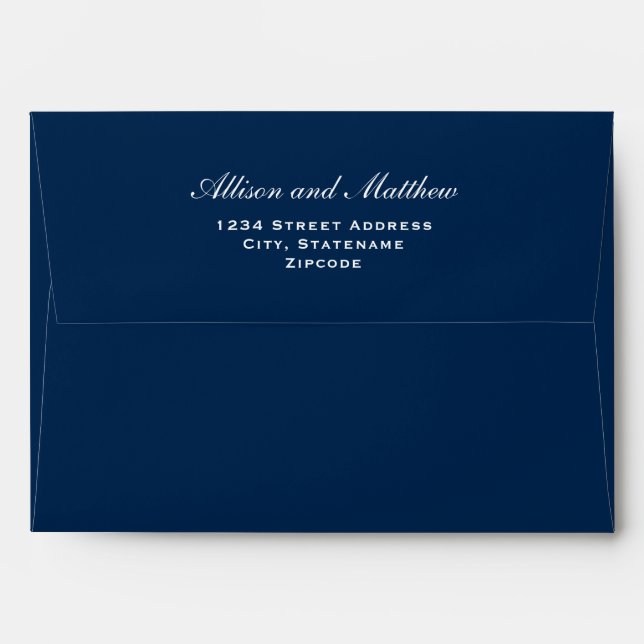 Elegant Navy Blue and White Wedding Envelope (Back (Top Flap))