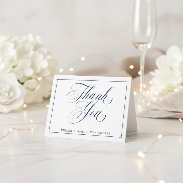 Elegant Navy Blue and White Wedding Thank You (Creator Uploaded)