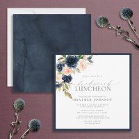 Elegant Navy Blue Blush Floral Bridal Luncheon