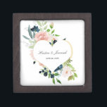 Elegant Navy Blue Blush Rose Floral Heart Wedding Gift Box<br><div class="desc">This custom floral gift box will be perfect for wrapping your gift to the newlyweds. This elegant design template features a faux gold heart accented by hand painted navy blue and blush pink watercolor roses with greenery. Personalise your names and wedding date in black script typography. Please check out our...</div>