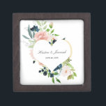 Elegant Navy Blue Blush Rose Floral Heart Wedding Gift Box<br><div class="desc">This custom floral gift box will be perfect for wrapping your gift to the newlyweds. This elegant design template features a faux gold heart accented by hand painted navy blue and blush pink watercolor roses with greenery. Personalise your names and wedding date in black script typography. Please check out our...</div>