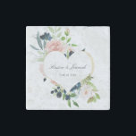 Elegant Navy Blue Blush Rose Floral Heart Wedding Stone Magnet<br><div class="desc">These custom floral stone magnets will be perfect for wedding favours to give your guests. This elegant design template features hand painted navy blue and blush pink watercolor roses with greenery. Personalise your names and wedding date in black script typography. Please check out our I Love Weddingz shop to find...</div>