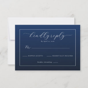 Elegant Navy Blue Calligraphy RSVP Card