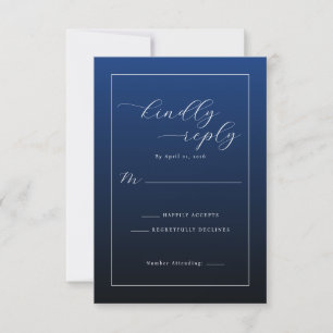 Elegant Navy Blue Calligraphy RSVP Card