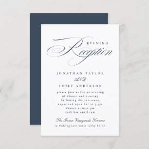 Elegant Navy Blue Calligraphy Wedding Reception Enclosure Card
