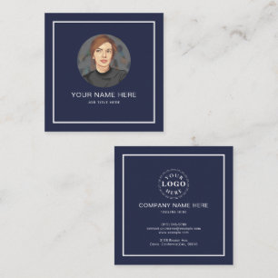 Elegant Navy Blue Calling Card with White Script