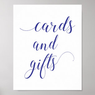 Elegant Navy Blue Cards and Gifts Wedding Sign