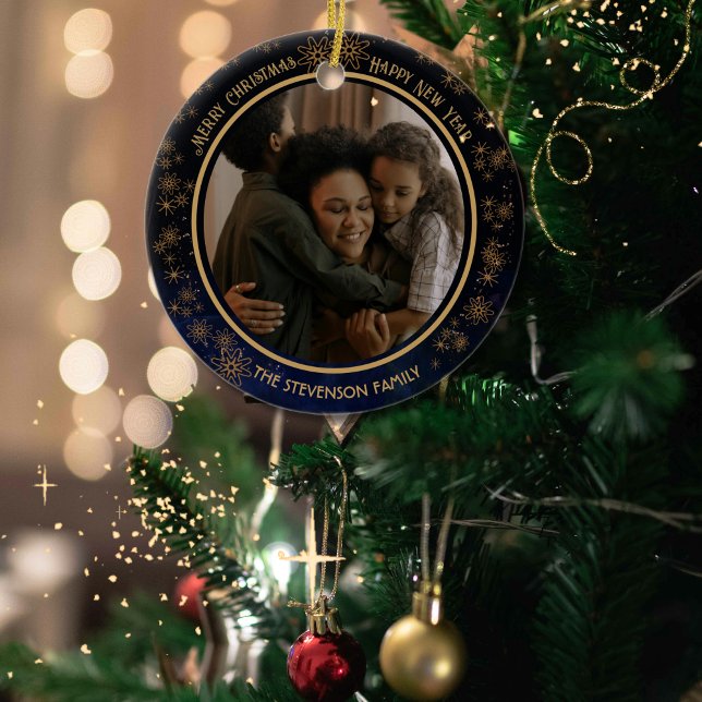 Elegant Navy Blue Christmas 2 sided Ornament (Elegant Navy Blue Christmas 2 sided Ornament)