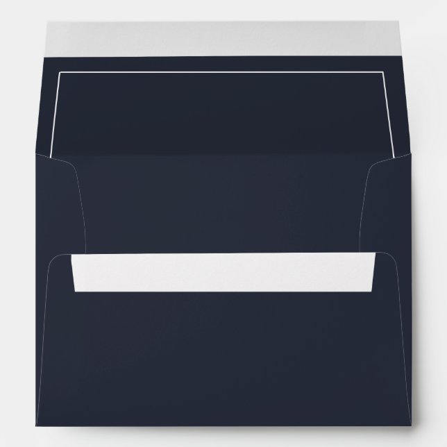 Elegant Navy Blue Classic Script Wedding Envelope (Back (Bottom))