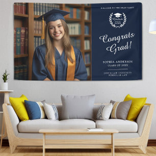 Elegant Navy Blue Congratulations Graduate Photo Banner