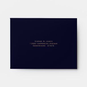 Elegant Navy Blue Cream Gold Self Addressed Envelope