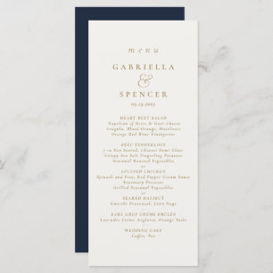 Elegant Navy Blue Cream Wedding Menu