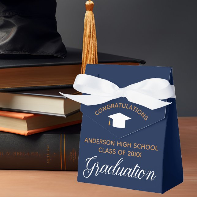 Elegant Navy Blue Custom 2026 Graduation Party Favour Box (Creator Uploaded)
