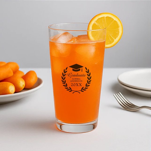 Elegant Navy Blue Custom Name Graduation Party Glass (Creator Uploaded)