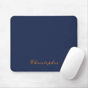 Elegant Navy Blue Custom Name Mouse Pad