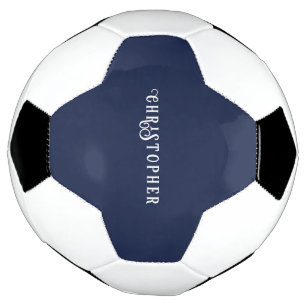 Elegant Navy Blue Custom Name  Soccer Ball