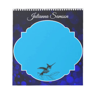 Elegant Navy-Blue Cute Bird Simple Minimalist Notepad