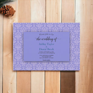 Elegant Navy Blue Damask Classy Decorative Wedding Invitation