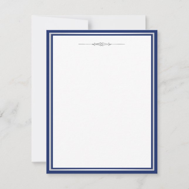 Elegant Navy Blue Damask Invitation Template (Front)