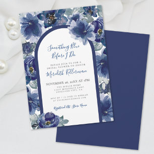 Elegant Navy Blue Floral Bridal Shower Invitation