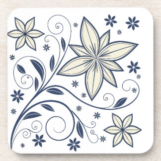 Elegant Navy Blue Floral Pattern | Coaster