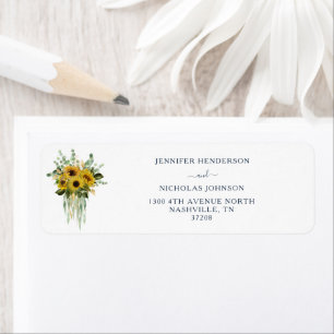 Elegant Navy Blue Floral Sunflower Wedding