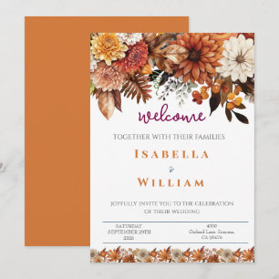 Elegant Navy Blue Floral Wedding Invitation