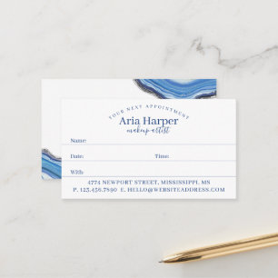 Elegant Navy & Blue Geode Gold Glitter Agate Appointment Card