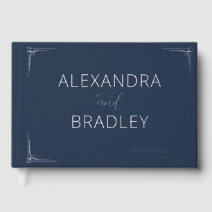Elegant Navy Blue Geometric Guest Book