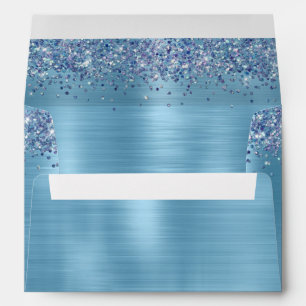 Elegant Navy blue Glitter and Blue Ombre Foil Envelope
