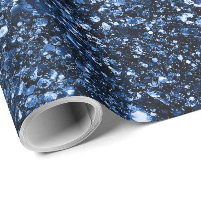 Elegant Navy Blue Glitter Sparkle Shiny Christmas  Wrapping Paper (Roll Corner)