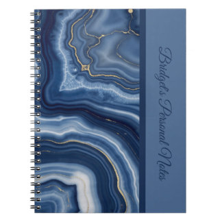 Elegant Navy Blue Gold Abstract Liquid Marble Notebook