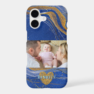 Elegant Navy Blue & Gold Abstract Personalized