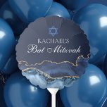 Elegant Navy Blue Gold Agate Bat Mitzvah Party Balloon<br><div class="desc">Elegant navy blue and gold agate decorates the side of this modern Bat Mitzvah party balloon. Your daughter's name is written in beautiful formal script under the Star of David. Perfect for a chic,  stylish Jewish family celebrating their girl  being called to the Torah.</div>
