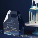Elegant Navy Blue Gold Agate Bat Mitzvah Party Favour Box<br><div class="desc">Elegant navy blue and gold agate decorates this modern Bat Mitzvah party favour box. Your daughter's name is written in beautiful formal script under the Star of David. Perfect for a chic,  stylish Jewish family celebrating a girl being called to the Torah.</div>