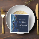 Elegant Navy Blue Gold Agate Bat Mitzvah Party Napkin<br><div class="desc">Elegant navy blue and gold agate decorates the side of this modern Bat Mitzvah party napkin. Your daughter's name is written in beautiful formal script under the Star of David. Perfect for a chic,  stylish Jewish family celebrating a girl being called to the Torah.</div>