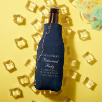 Elegant Navy Blue Gold Agate Retirement Party
