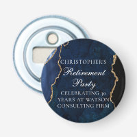 Elegant Navy Blue Gold Agate Retirement Party