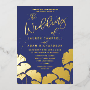 Elegant Navy Blue Gold Calligraphy Wedding