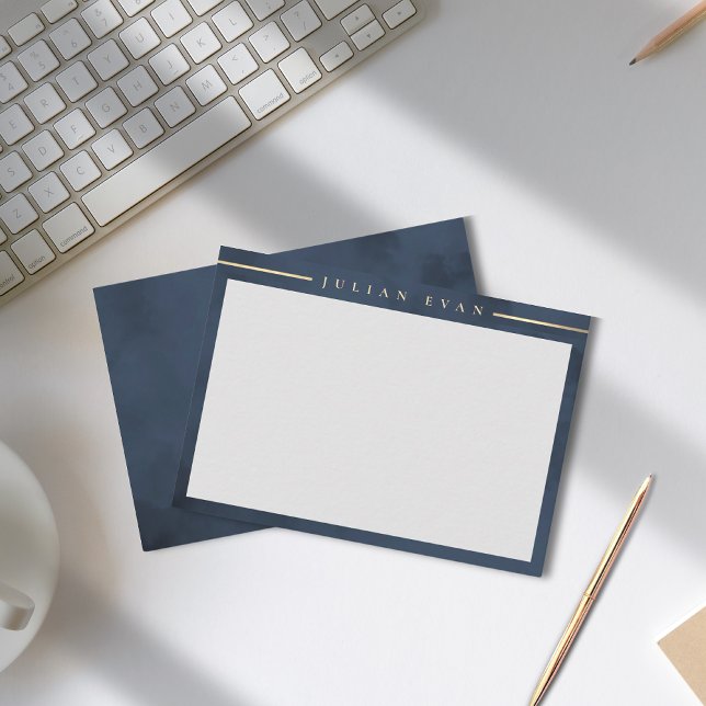 Elegant Navy Blue Gold Detail Professional Card (Elegant Navy Blue Gold Detail Professional Note Card)