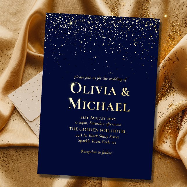 Elegant Navy Blue Gold Foil Wedding (Creator Uploaded)