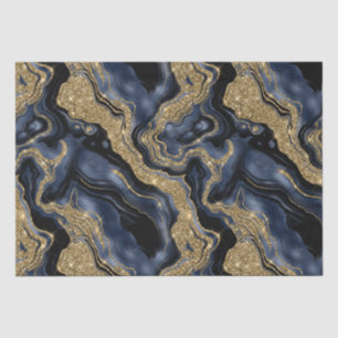 Elegant Navy Blue & Gold Glitter Agate Birthday Tissue Paper