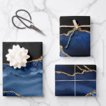 Elegant Navy Blue Gold Glitter Marble Agate Wrapping Paper Sheet<br><div class="desc">Elegant 3-sheet set of Christmas holiday wrapping paper designed with an elegant navy blue and gold glitter marble/agate design.</div>