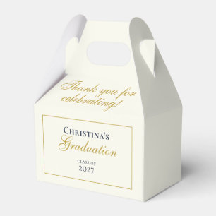 Elegant Navy Blue & Gold Graduation Gable Favour Box