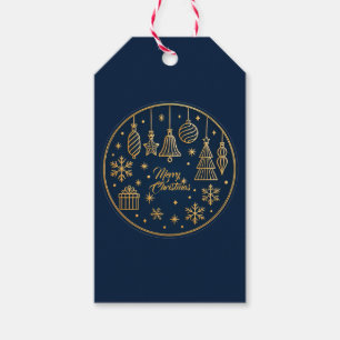 Elegant Navy Blue Gold Ornament Christmas Gift Tag