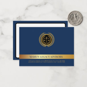  Elegant Navy blue& Gold Scales of Justice  Card