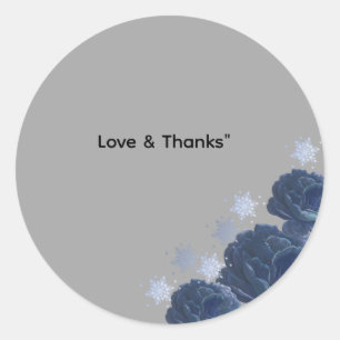 Elegant Navy Blue Gold Winter Wedding Favor Sticke Classic Round Sticker