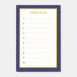Elegant Navy Blue & Golden Editable Things To Do Post-it Notes