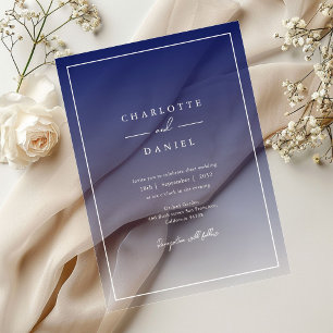 Elegant Navy Blue Gradient Acrylic Wedding Acrylic Invitations