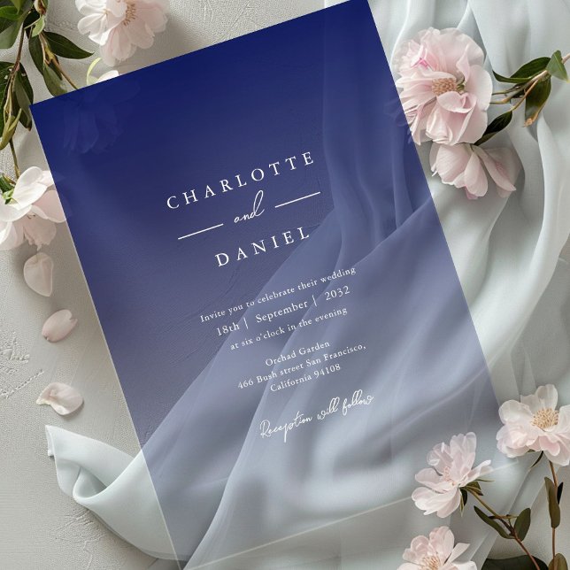 Elegant Navy Blue Gradient Acrylic Wedding Invitations (Elegant Navy Blue Gradient Acrylic Wedding Acrylic Invitations)